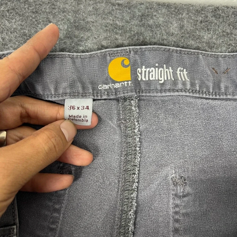 Carhartt Work Pants Mens 36x34 Gray Straight Fit Canvas Carpenter Utility